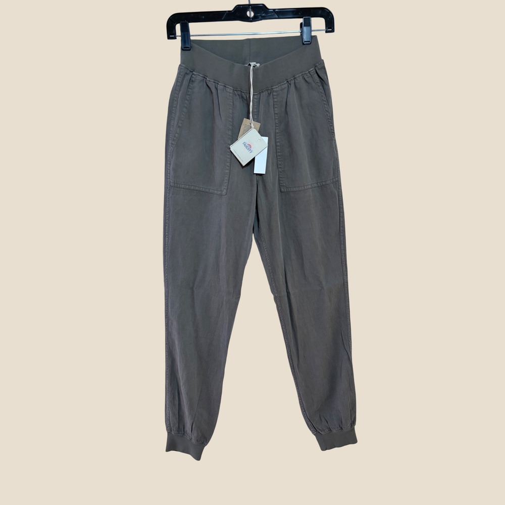 Faherty‎ Arlie Day Joggers XS Olive Drab Tencel Linen Cotton Blend New With Tags